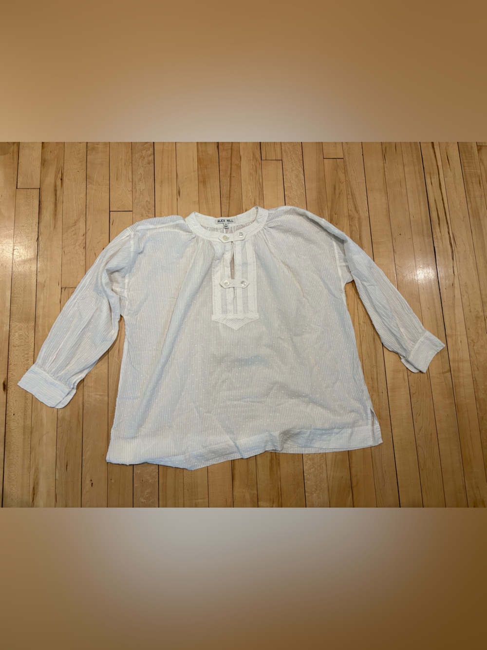 Alex Mill White Long-Sleeve Peasant Top